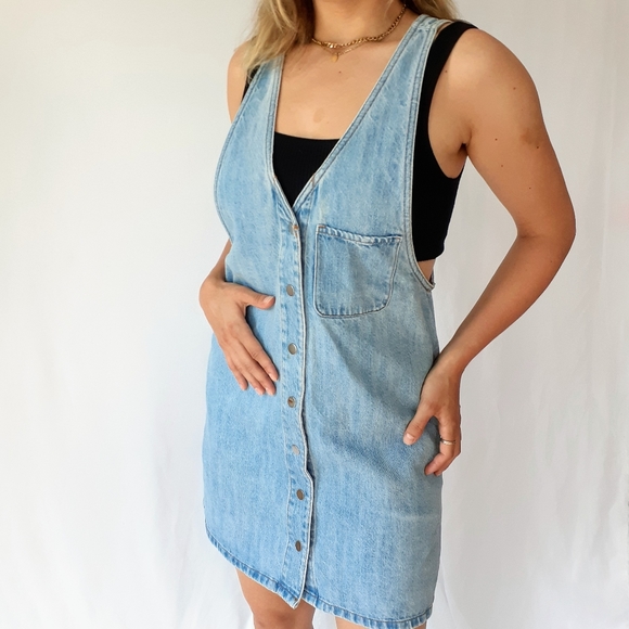 Frank And Oak Denim Jumper Dress 